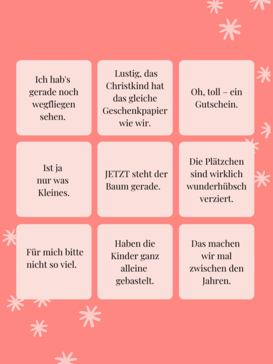 Eltern-Weihnachtslügen-Bingo