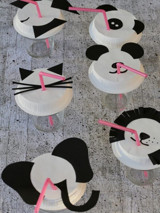 Eine Drei-Minuten-Bastelei für den Sommer: Glasdeckel mit Tiergesichtern